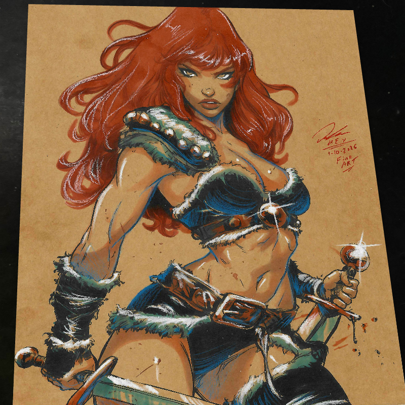 Red Sonja Art Print Signed 8.5x11 | Art by Keyeske