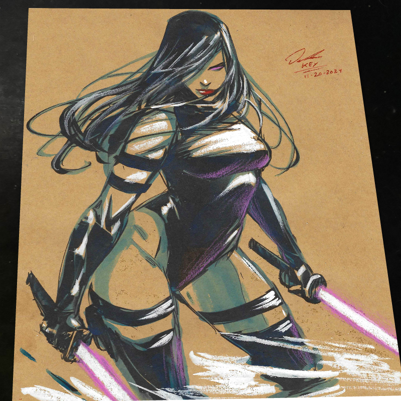 Psylocke - Marvel art print by Keyeske