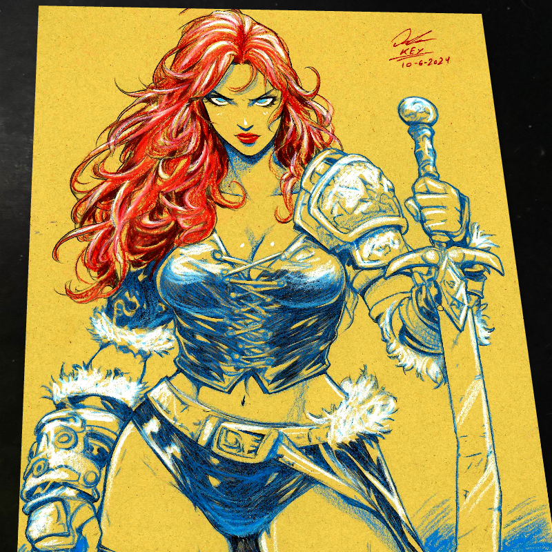 Red Sonja Art Print Signed 8.5x11 | Art by Keyeske