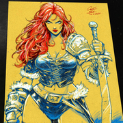 Red Sonja Art Print Signed 8.5x11 | Art by Keyeske