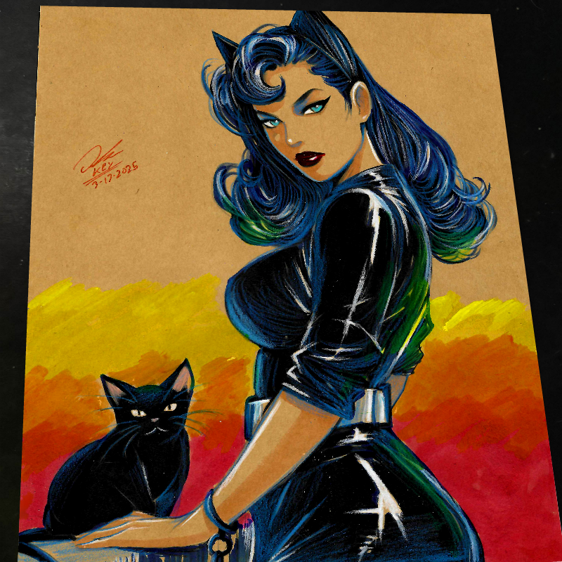 Catwoman Art Print Signed 8.5x11 | Art by Keyeske
