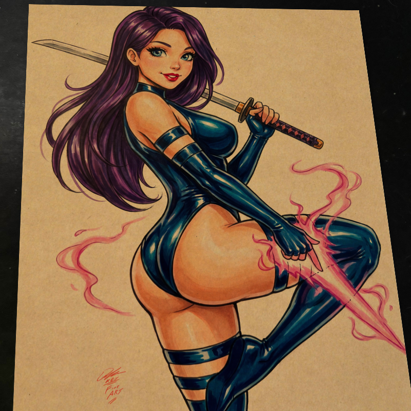 Psylocke X-Men Art Print Signed 8.5x11 | Art by Keyeske