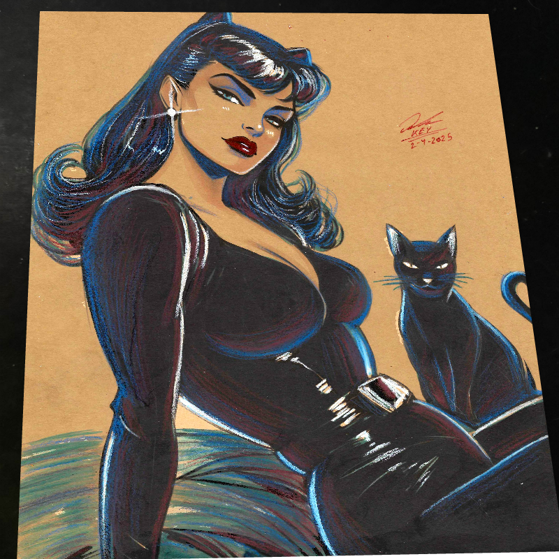 Catwoman Art Print Signed 8.5x11 | Art by Keyeske