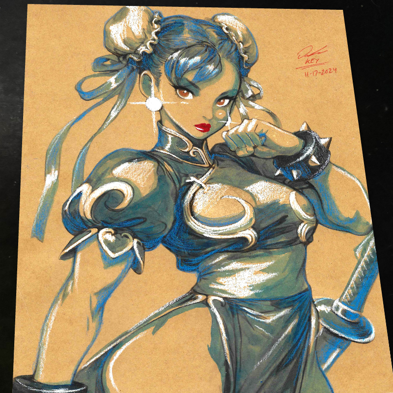 Chun Li Street Fighter Art Print Signed 8.5x11 | Art by Keyeske