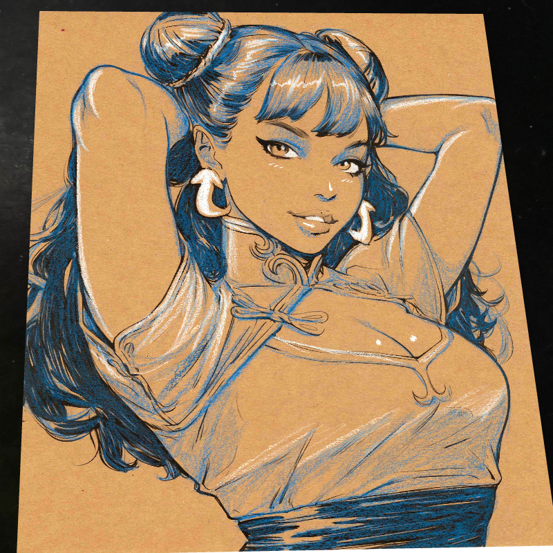 Chun Li Street Fighter Art Print Signed 8.5x11 | Art by Keyeske