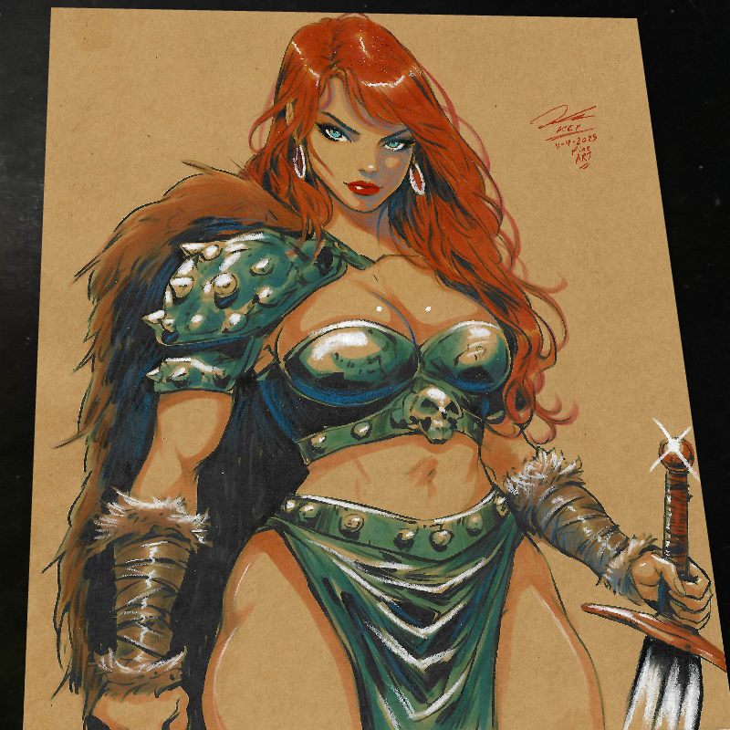Red Sonja Art Print Signed 8.5x11 | Art by Keyeske