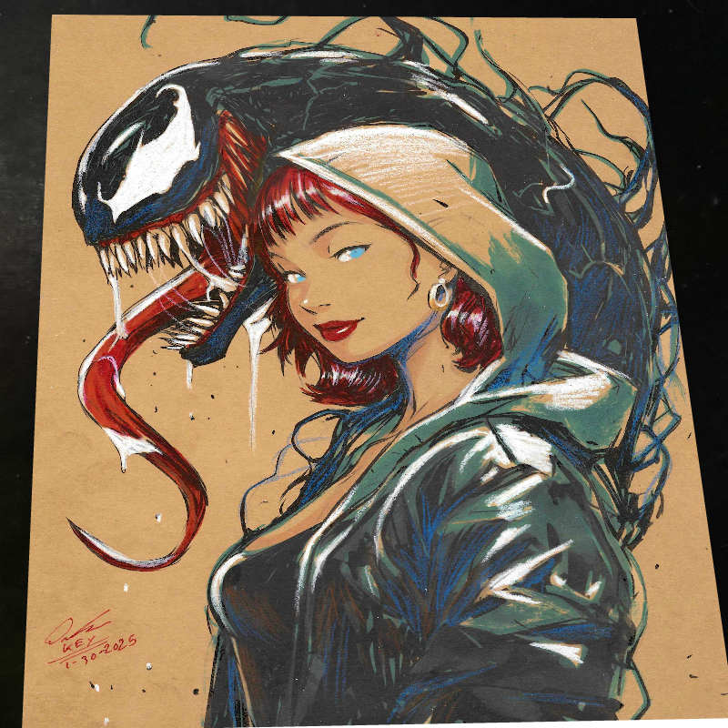 Mary Jane x Venom Art Print Signed 8.5x11 | Art by Keyeske