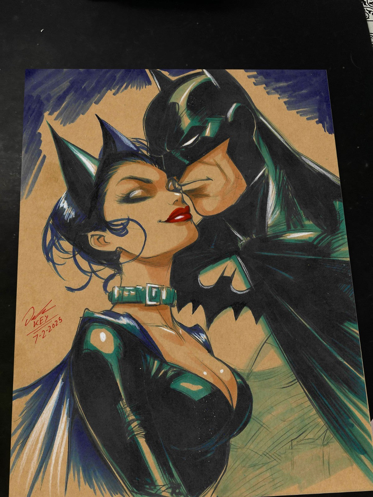 Batman & Catwoman Art Print Signed 8.5x11 | Art by Keyeske