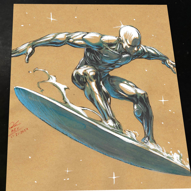 Silver Surfer Art Print Signed 8.5x11 | Art by Keyeske