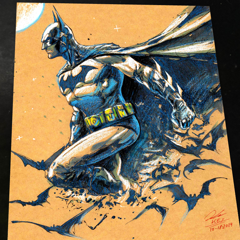 Batman Art Print Signed 8.5x11 | Art by Keyeske