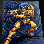 Space Girl Original Art Print Signed 8.5x11 | Art by Keyeske