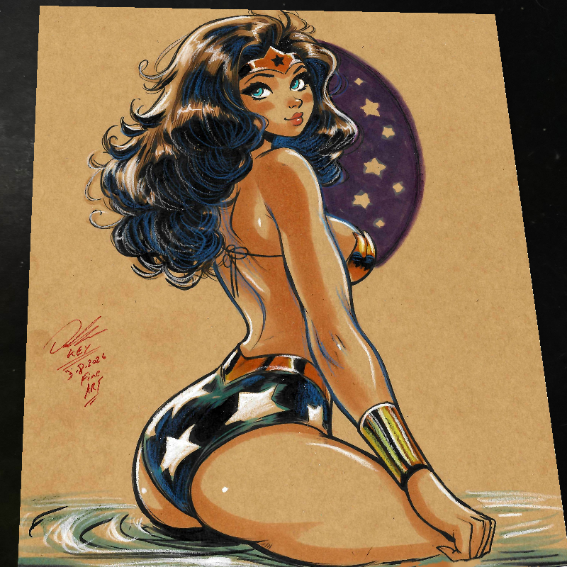 Wonder Woman Art Print Signed 8.5x11 | Art by Keyeske