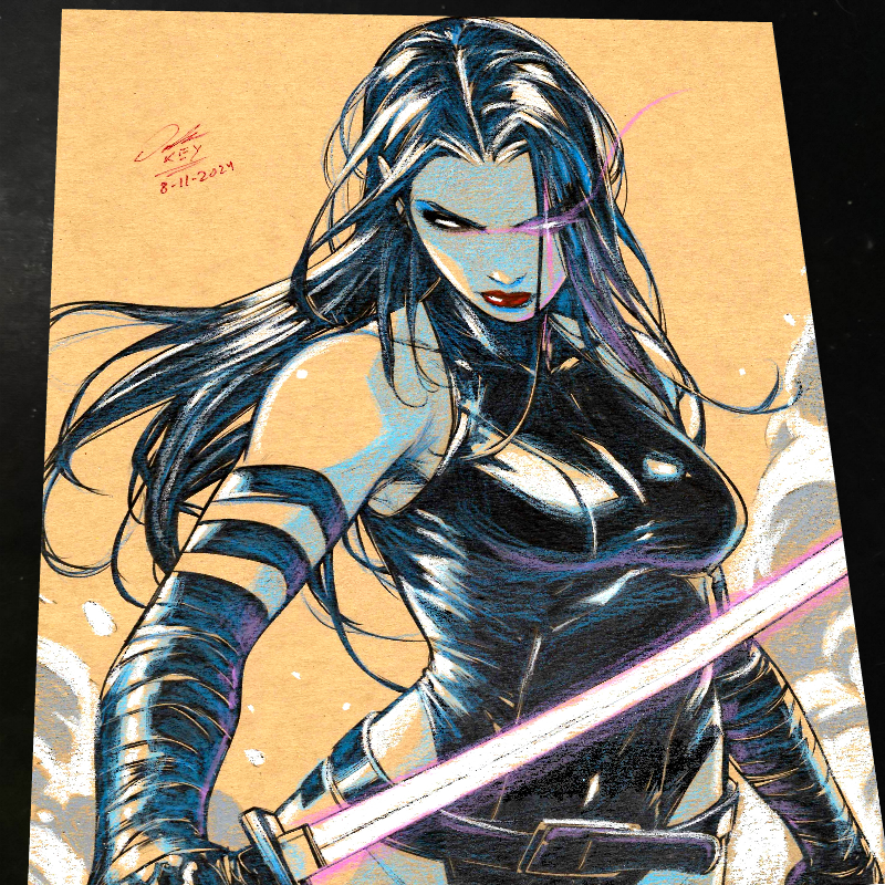 Psylocke Art Print Signed 8.5x11 | Art by Keyeske