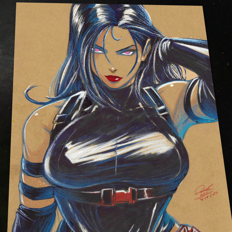 Psylocke Art Print Signed 8.5x11 | Art by Keyeske