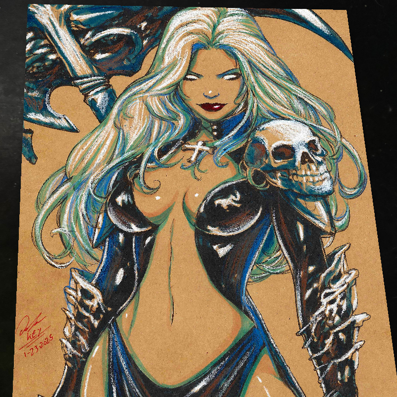 Lady Death Art Print Signed 8.5x11 | Art by Keyeske