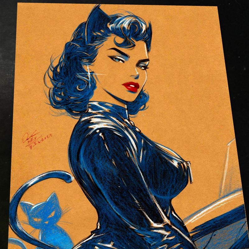 Catwoman Art Print Signed 8.5x11 | Art by Keyeske