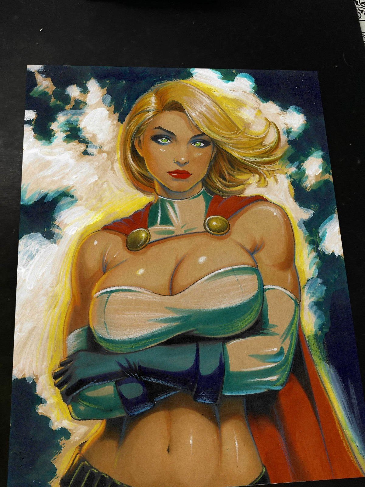 Power Girl Art Print Signed 8.5x11 | Art by Keyeske