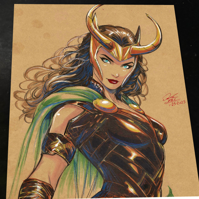 Lady Loki Art Print Signed 8.5x11 | Art by Keyeske