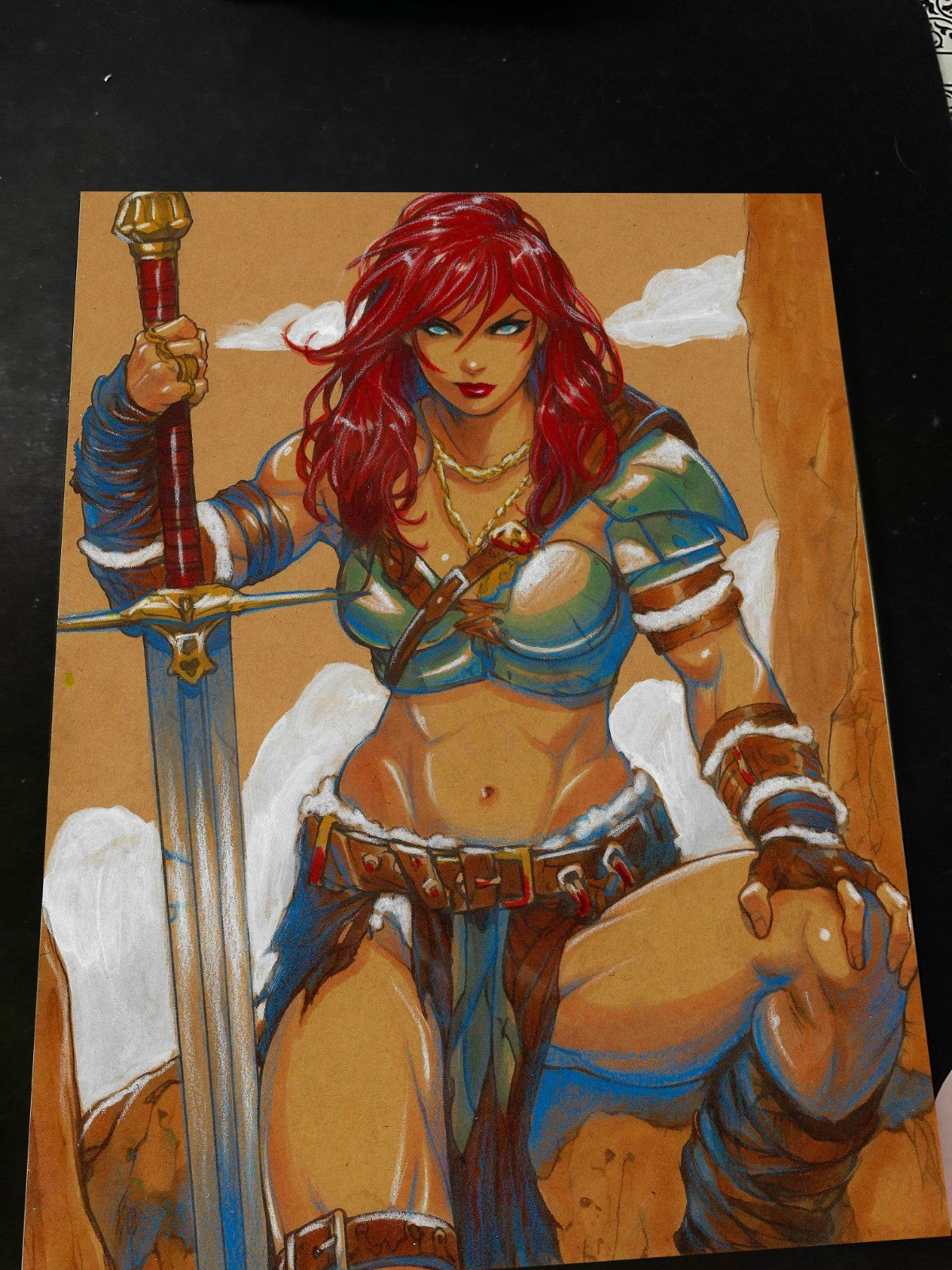 Red Sonja Art Print Signed 8.5x11 | Art by Keyeske