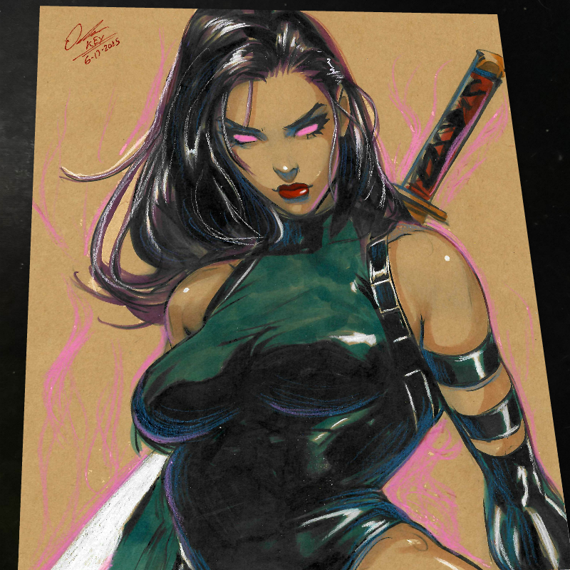 Psylocke Art Print Signed 8.5x11 | Art by Keyeske