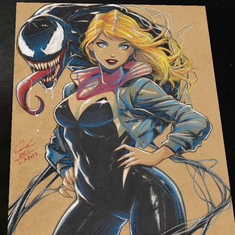 Gwen Stacy x Venom Art Print Signed 8.5x11 | Art by Keyeske