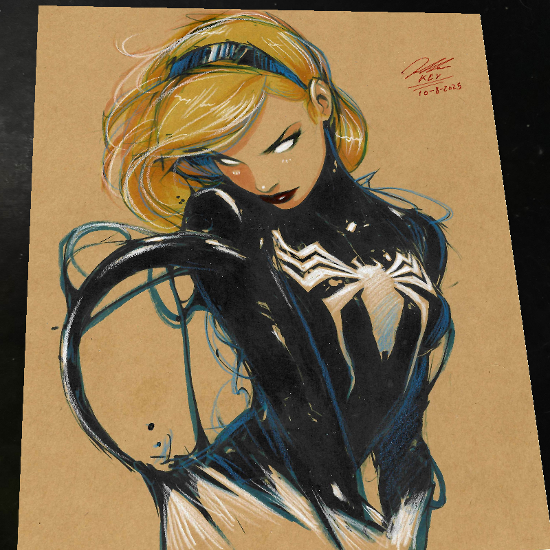 Gwen Stacy x Venom Art Print Signed 8.5x11 | Art by Keyeske