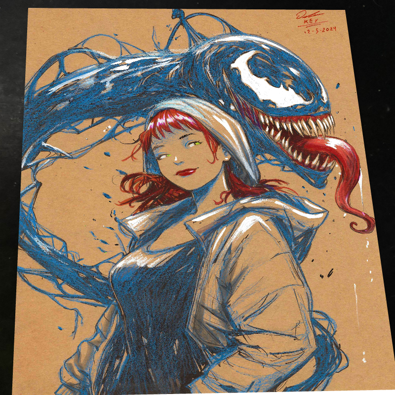 Mary Jane x Venom Art Print Signed 8.5x11 | Art by Keyeske