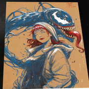 Mary Jane x Venom - Marvel art print by Keyeske