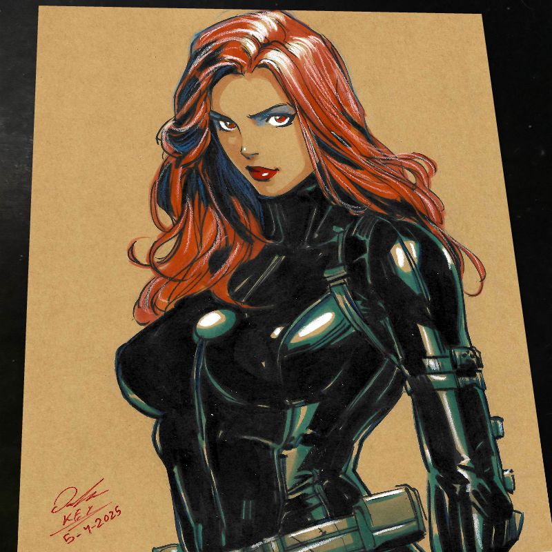 Black Widow Marvel Tactical Suit Art Print Signed 8.5x11 | Art by Keyeske
