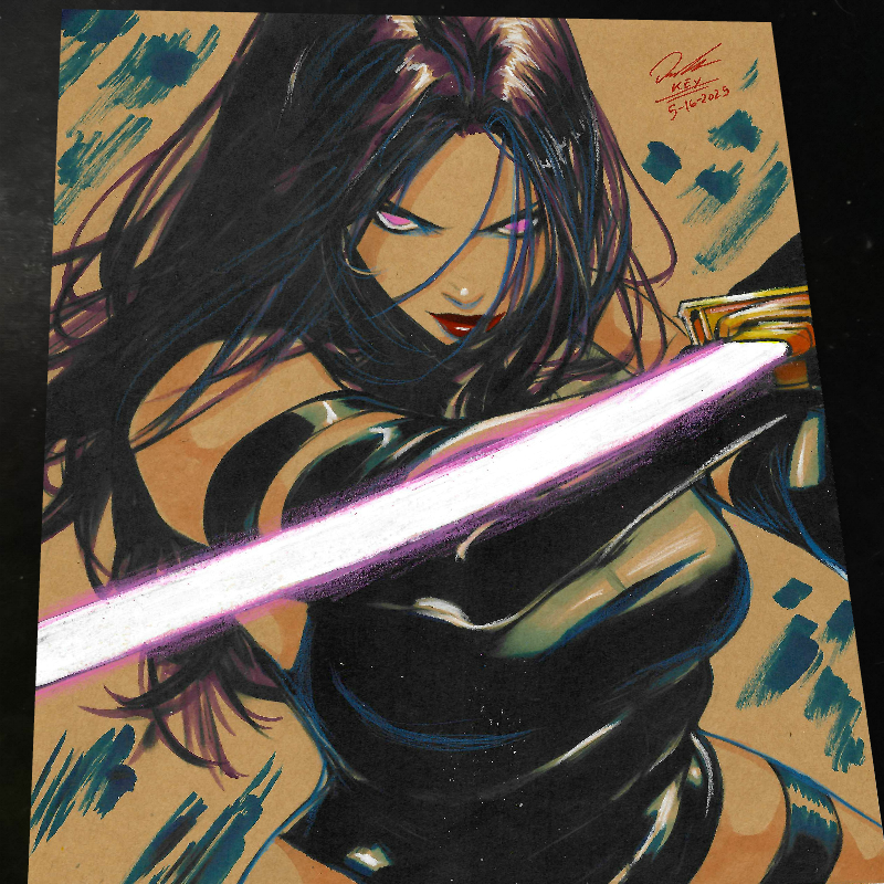 Psylocke Art Print Signed 8.5x11 | Art by Keyeske