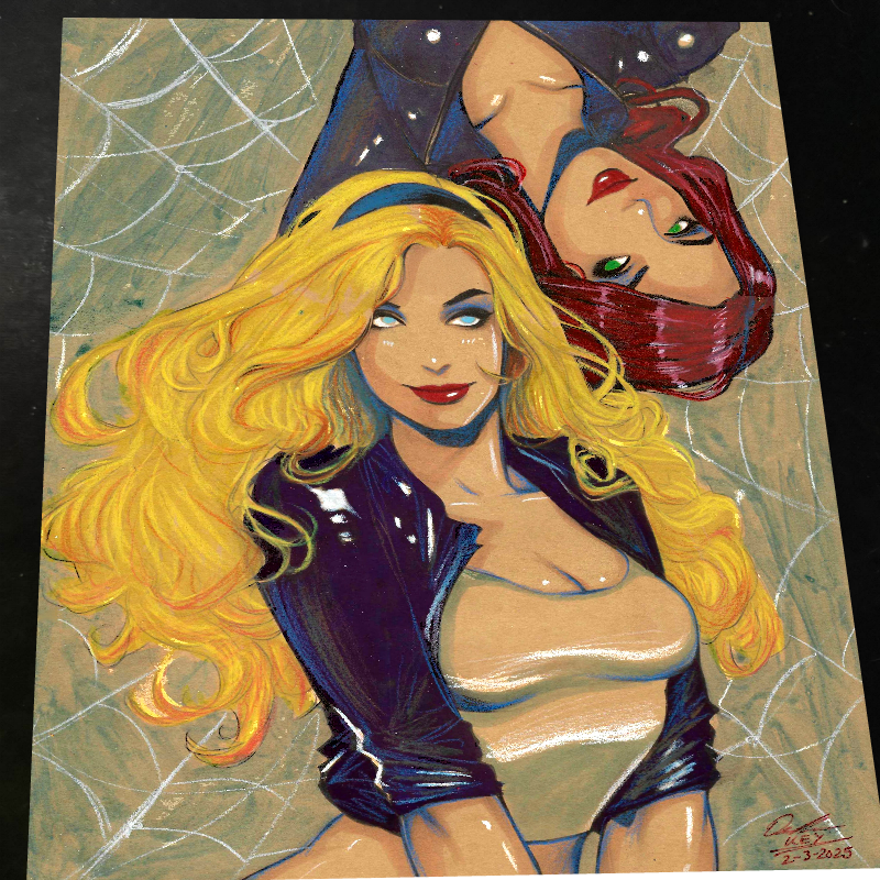 Mary Jane x Gwen Stacy Art Print Signed 8.5x11 | Art by Keyeske