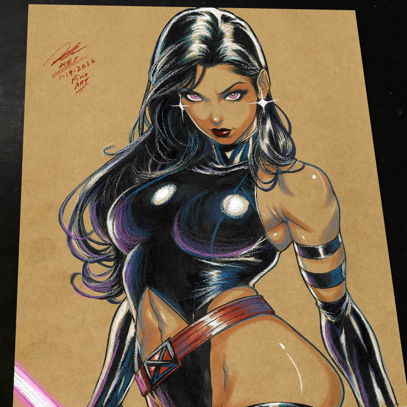Psylocke Art Print Signed 8.5x11 | Art by Keyeske