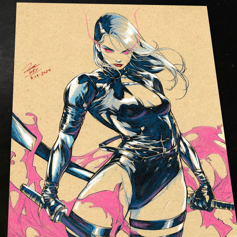 Psylocke Art Print Signed 8.5x11 | Art by Keyeske