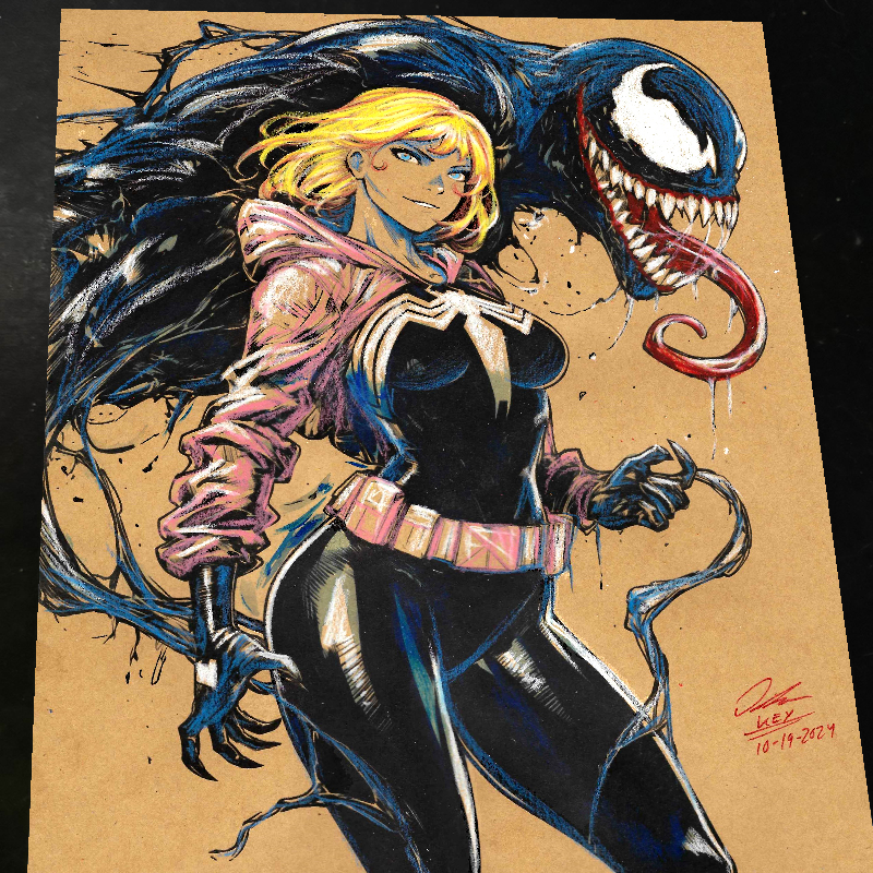 Gwen Stacy x Venom Art Print Signed 8.5x11 | Art by Keyeske