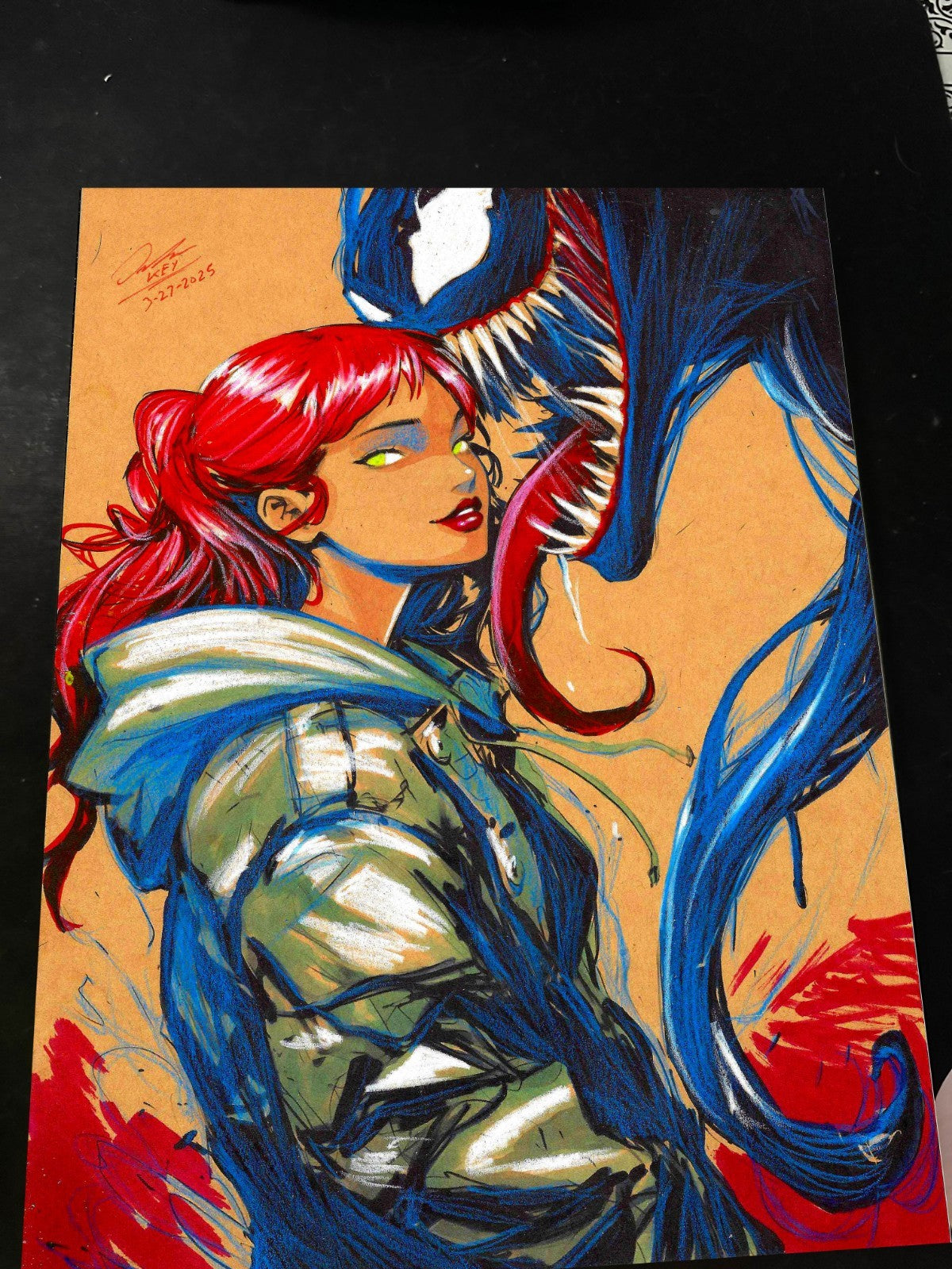 Mary Jane x Venom Art Print Signed 8.5x11 | Art by Keyeske