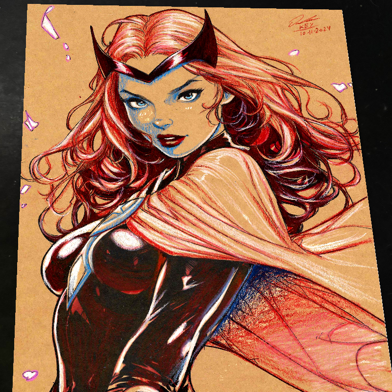 Scarlet Witch Art Print Signed 8.5x11 | Art by Keyeske