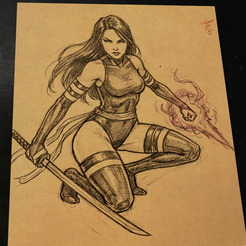 Psylocke Art Print Signed 8.5x11 | Art by Keyeske