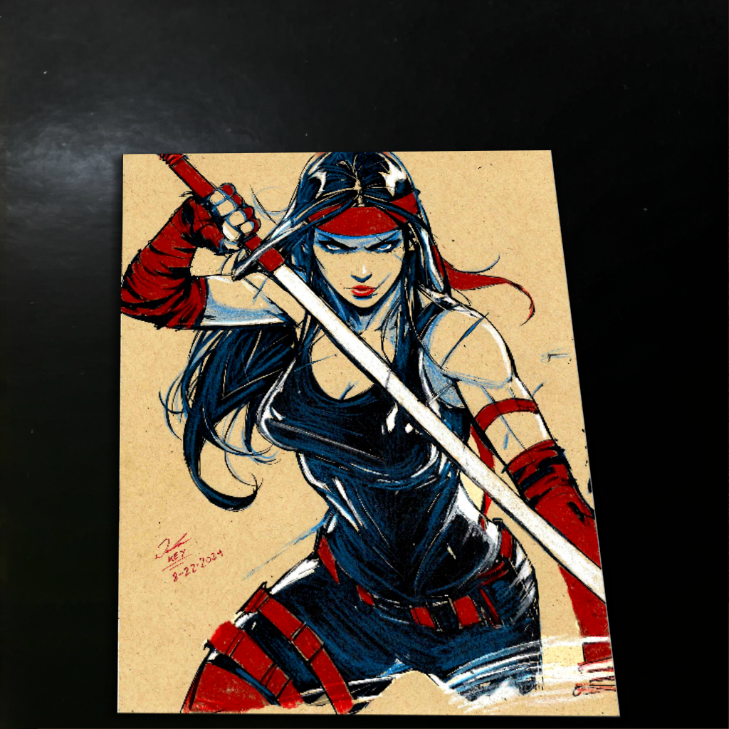 Elektra Art Print Signed 8.5x11 | Art by Keyeske