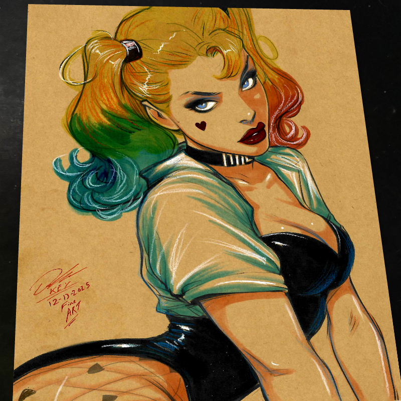 Harley Quinn Print Signed 8.5x11 | Art by Keyeske