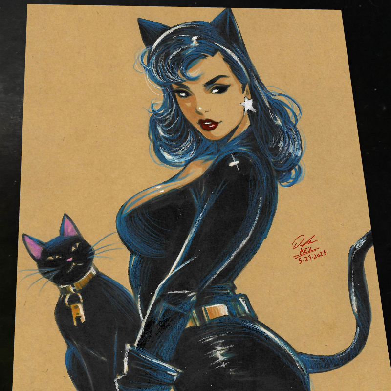Catwoman Art Print Signed 8.5x11 | Art by Keyeske