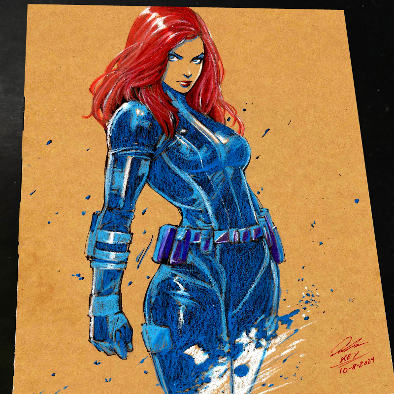 Black Widow Art Print Signed 8.5x11 | Art by Keyeske