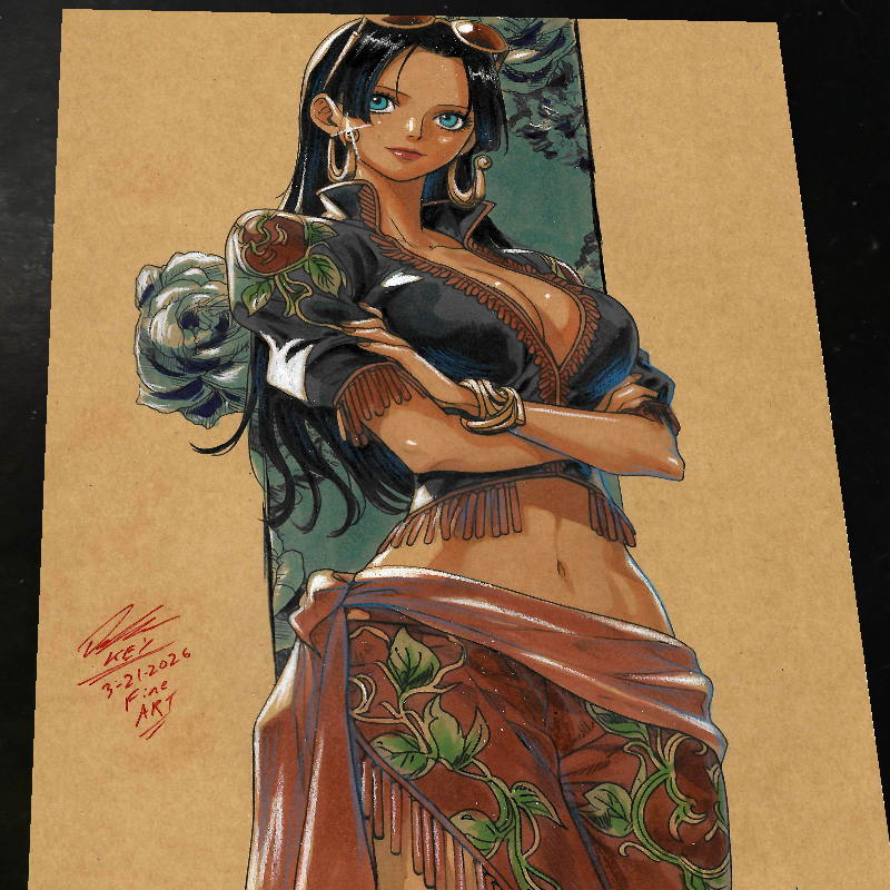 Boa Hancock One Piece Art Print Signed 8.5x11 | Art by Keyeske