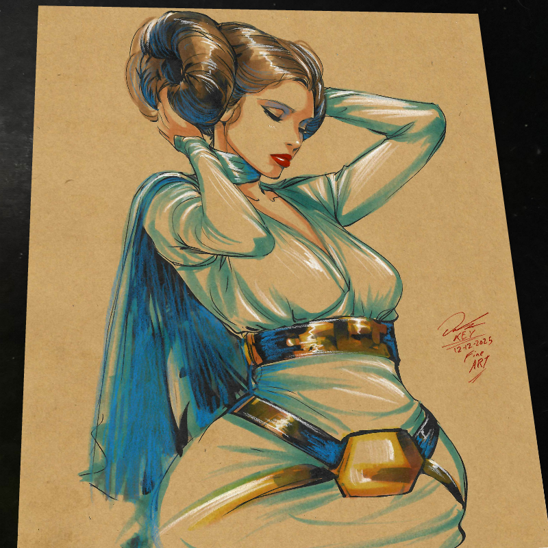 Princess Leia Art Print Signed 8.5x11 | Art by Keyeske