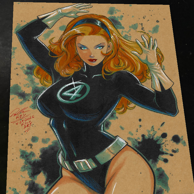 Sue Storm Fantastic 4 Art Print Signed 8.5x11 | Art by Keyeske