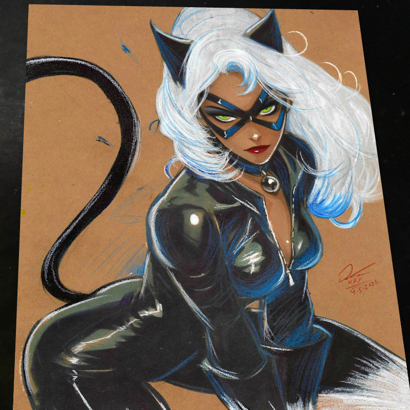 Catwoman Art Print Signed 8.5x11 | Art by Keyeske