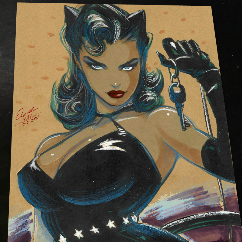 Catwoman Art Print Signed 8.5x11 | Art by Keyeske