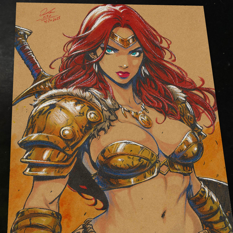 Red Sonja Art Print Signed 8.5x11 | Art by Keyeske