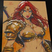 Red Sonja Art Print Signed 8.5x11 | Art by Keyeske